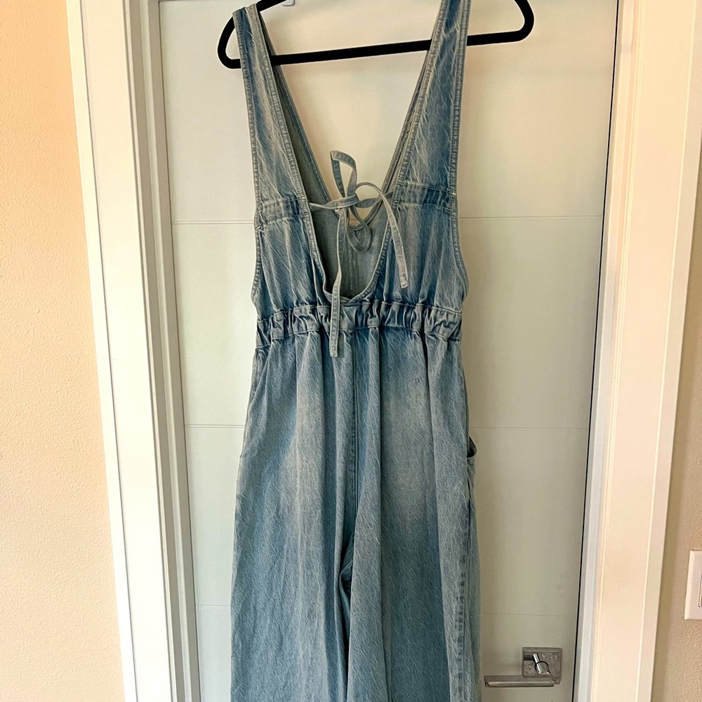 Free people Jean wide leg jumpsuit